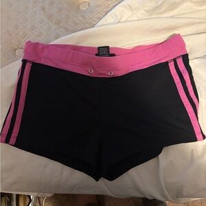 Women's Athletic Shorts in Black with Pink Trim